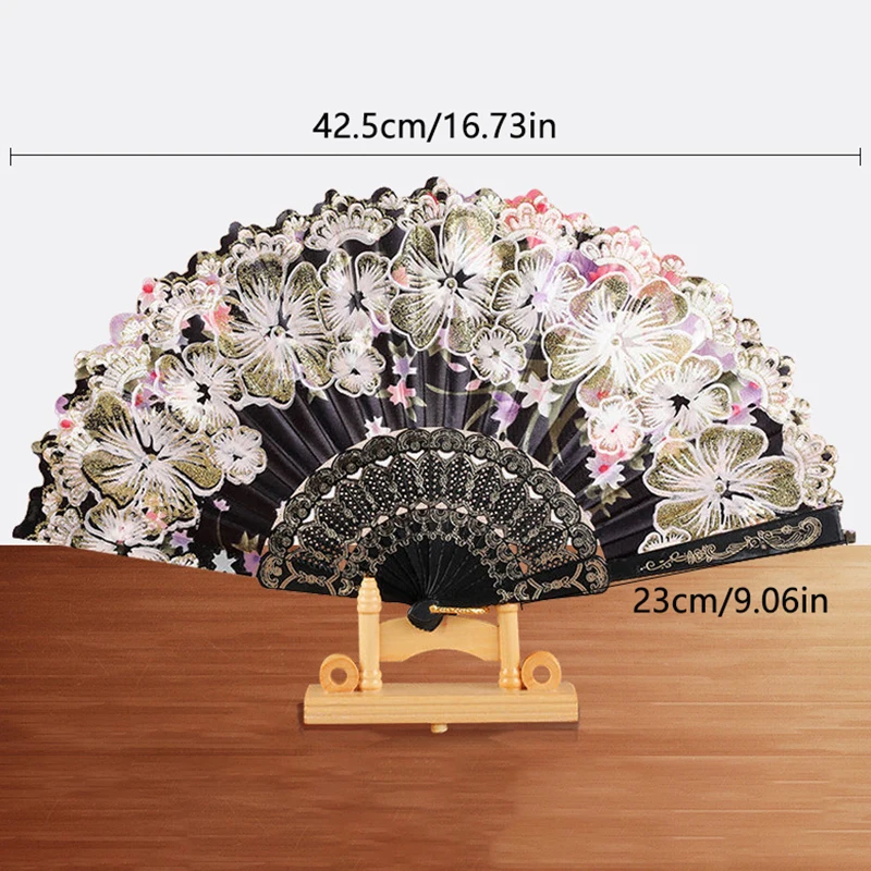 Chinese Style Silk Fan Folding Fan Wedding Art Gifts Dance Hand Vintage Folding Hand Held Flower
