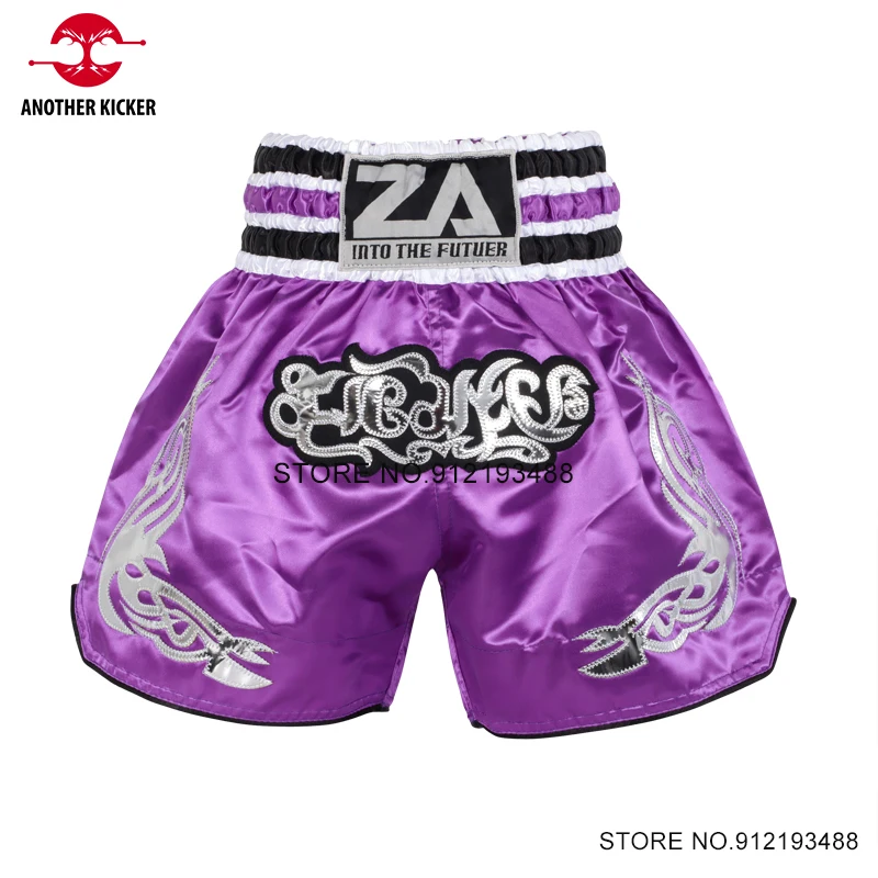 Muay Thai Shorts Pink Satin Boxing Shorts Women Men Child Boys Girls Embroidery Gym Thaiboxing Kickboxing Cage Fighting Pants