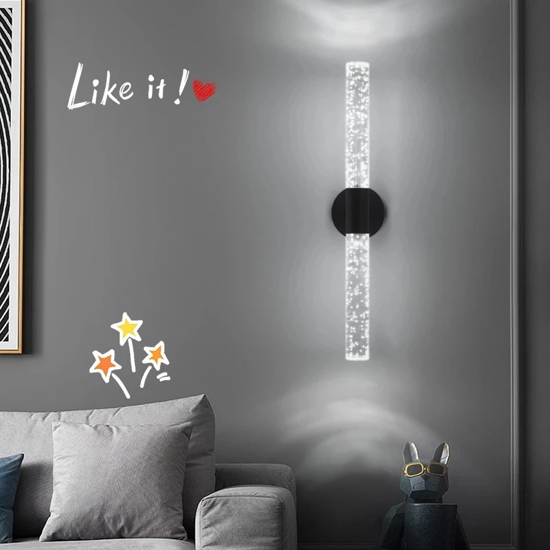 

Modern Advanced LED Crystal Wall Light 220V Acrylic Black/Gold Wall Lamp For Indoor Bedroom Headboard Living Room Lighting