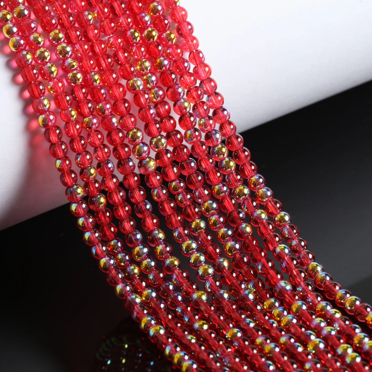 Iridescent Round Glass Beads for Jewelry Making – 4mm DIY Crafting Accessories