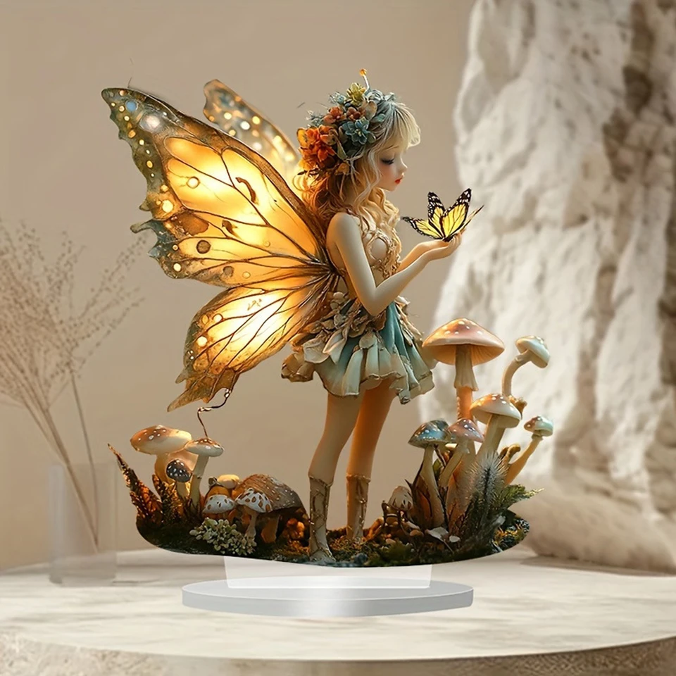 Elegant Acrylic Angel Wing Cherub Ornament Decor