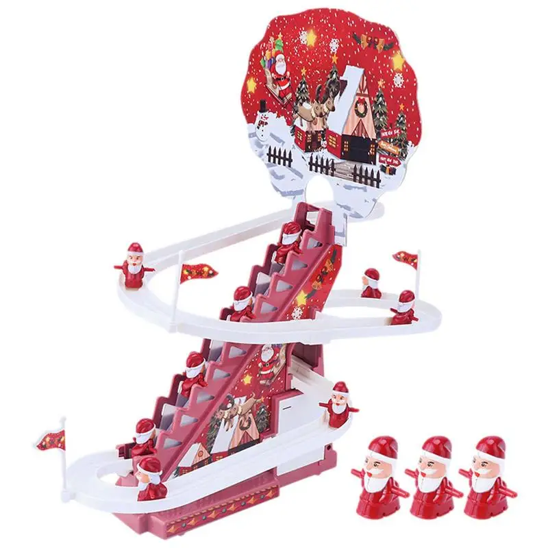 

Electric Santa Climbing Stairs Toy Electric Santa Claus Chasing Race Track Game Funny And Cute Christmas Electric Climbing Santa