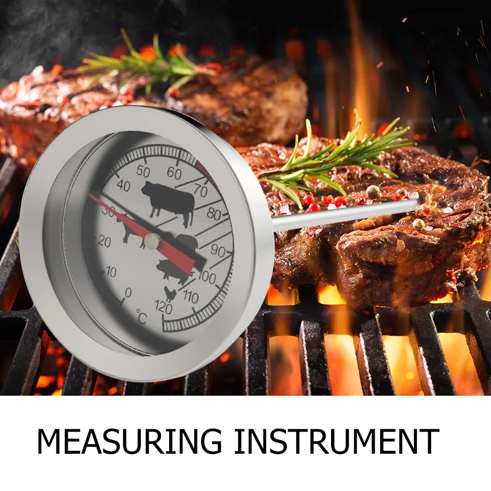 1-2PCS Dial Kitchen Thermometer 304 Stainless Steel 0-120 Degree Meat Temperature Probe Baking Cooking BBQ Temperature Meter