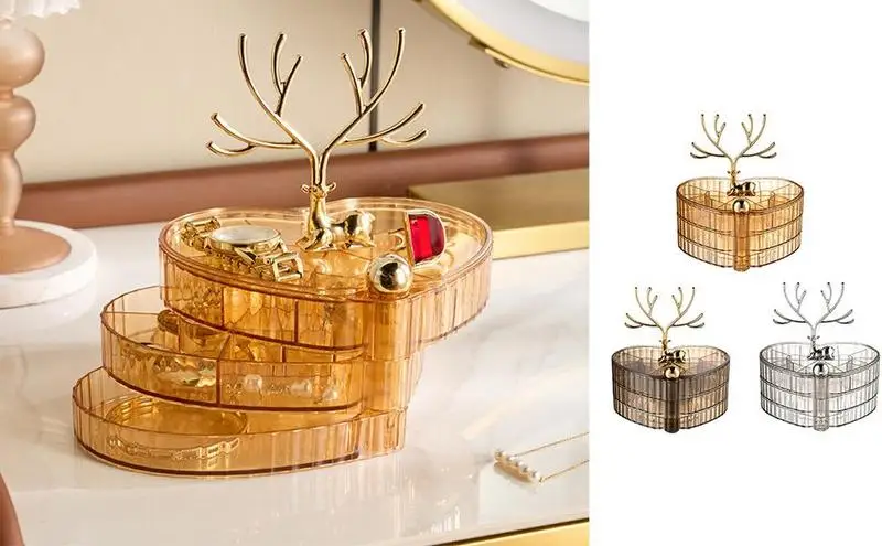 

Hair Tie Container Rotatable Jewelry Storage Box 3 Layer Cosmetic Organizer Necklace Bracelet Earrings Holder display rack