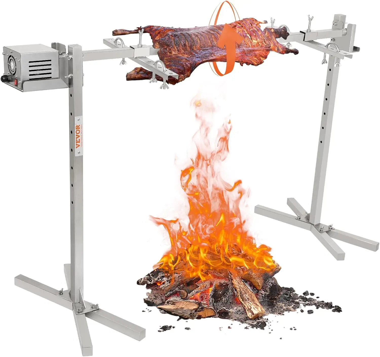46" Electric BBQ Rotisserie Grill Kit, 132 lbs Capacity Heavy Duty Grilling Kit, Automatic 52W Motor and Height Adjustable
