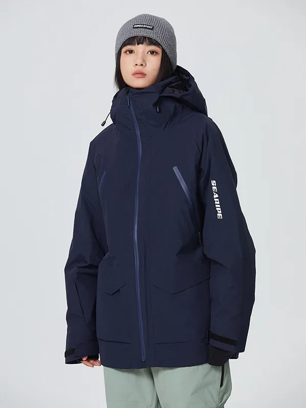 SEARIPE Ski Jacket Thick Women Men Hooded Thermal Windbreaker Waterproof Winter Warm Outdoor Clothes Snow Coat Snowboard Wear