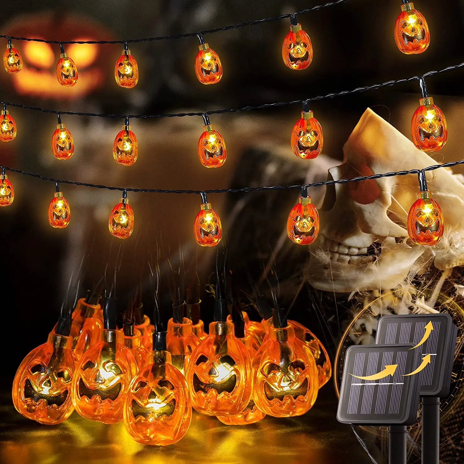 Halloween Pumpkin Led String Lights Halloween Solar Lights