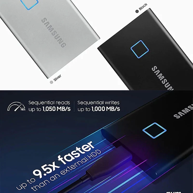 Samsung T7 tragbare SSD T7 Touch / T7 Shield 500GB 1TB 2TB USB 3,2 Gen 2  Typ C externes Solid-State-Laufwerk für Laptop-Desktop - AliExpress