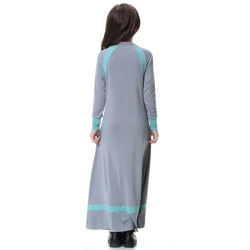 New Middle East Arab Dubai Children Ramadan Kaftan Robe Girls Long Sleeve Dress Kids Muslim Abaya Dress Islamic Party Clothing