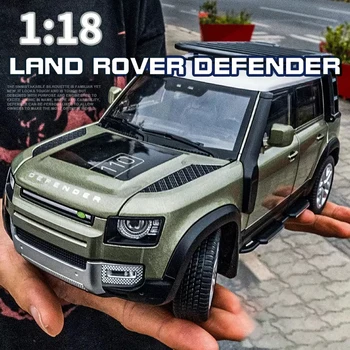대형 1:18 랜드로버 디펜더 SUV 오프로드 합금 모델 자동차 다이캐스트 장난감 자동차 컬렉션 시뮬레이션 사운드 라이트, 어린이날 선물