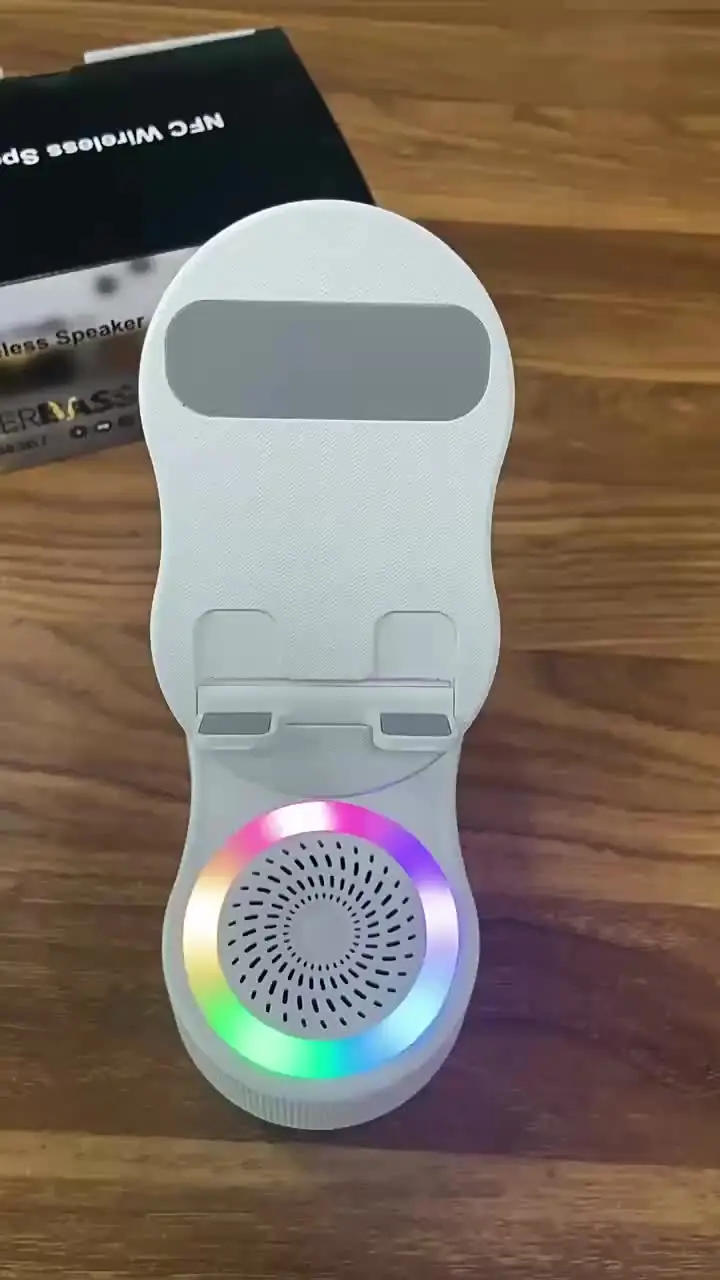 المحمولة الذكية التعريفي المتكلم حامل هاتف المحمول قابل للتعديل RGB ضوء سماعة لاسلكية تعمل بالبلوتوث المتكلم الهاتف عكس الشحن