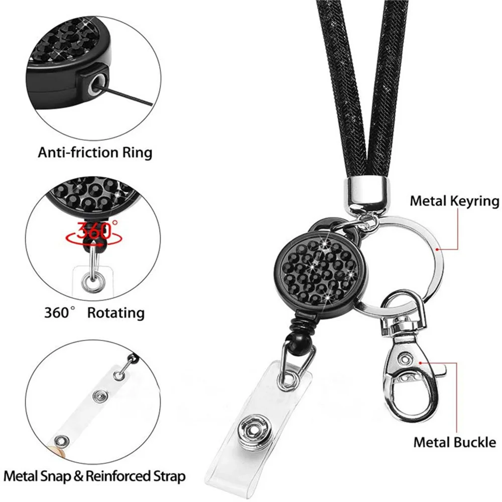 Portachiavi Con Cordino E Strass Bling Argento 80 Cm - Cordino Porta Carte E Chiavi, Accessorio Luccicante