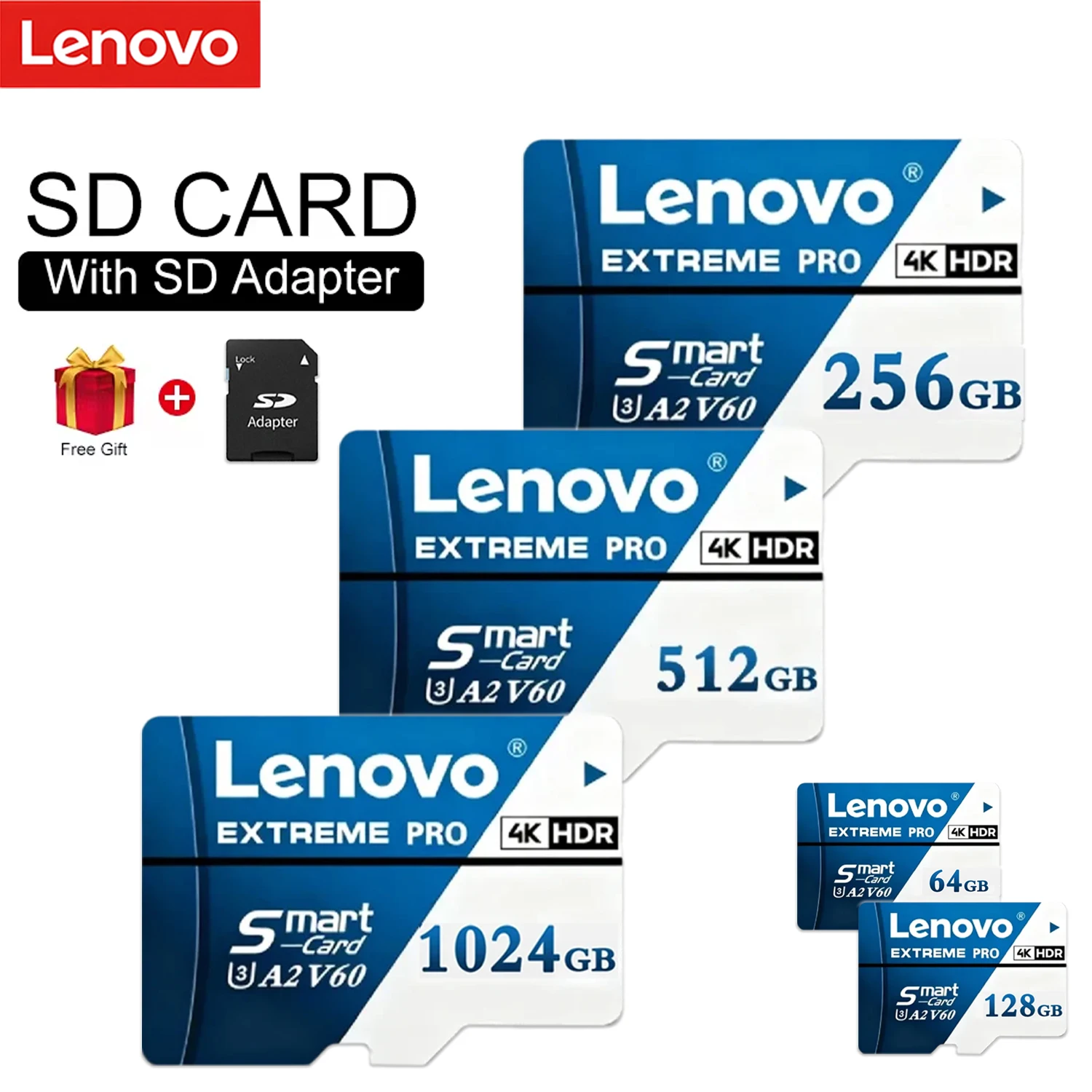 레노버 마이크로 SD 카드 메모리 카드 128GB 고속 마이크로 플래시 카드 1..