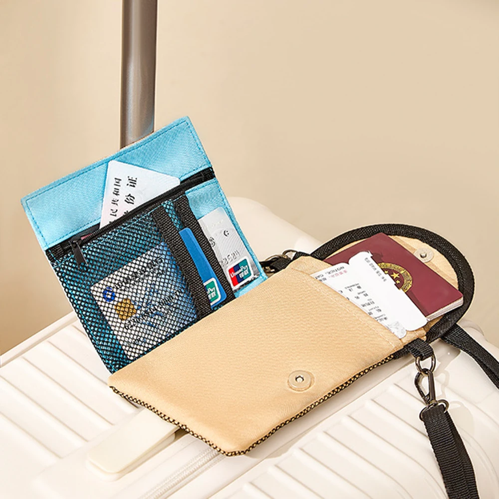 Mini Oxford Cloth Shoulder Bag Passport ID Holder Multifunctional Square Travel Bag Casual Mobile Phone Pockets Mesh Hanging Bag