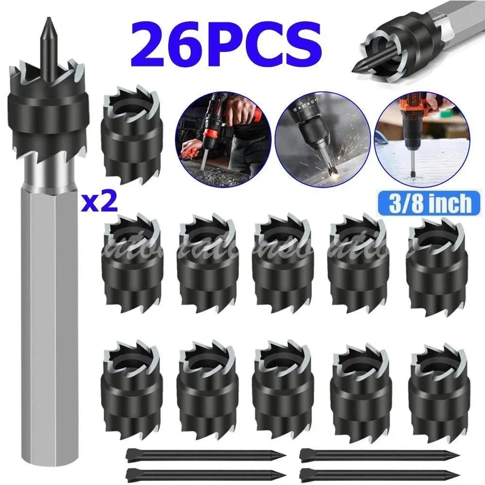 26PC 3/8" Double Sided Spot Weld Cutter Remover Drill Bit Welder Cut Rotary Kit
