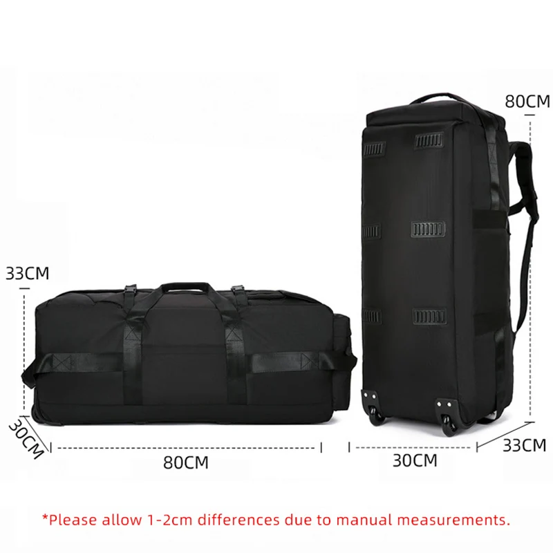 Unisex Universal Travel Bag com roda, grande capacidade, dobrável bolsa de bagagem, sacos impermeáveis para armazenamento de bagagem, XM135