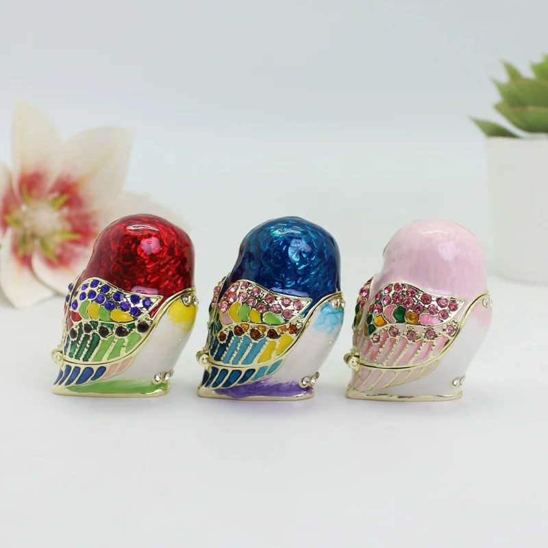 SHINNYGIFTS Cute Birds Enamel Owl Trinket Box Cartoon owl jewelry box Birthday Gifts