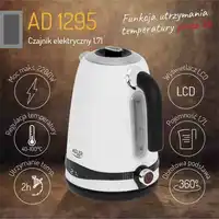 Bouilloire électrique Adler AD 1295 1,7 L en acier blanc avec contrôle de température LCD et fonction de maintien au chaud 4