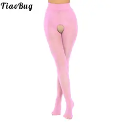 Women's Oil Silk Sheer Pantyhose Erotic Hollow Out Crotchless Legging Tights Thigh High Stockings Hosiery Glossy Smooth Lingerie