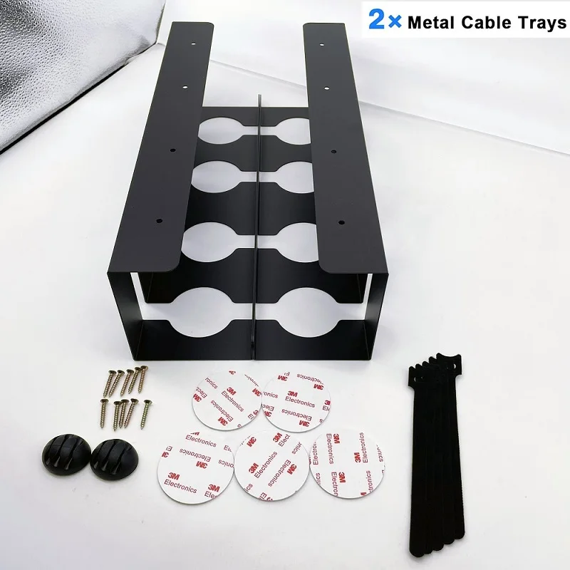 Under Desk Cable Management Tray Desk Cord Organizer Carbon Steel Cable Management Accessories Office Storage Rack 1 or 2 pcs 3