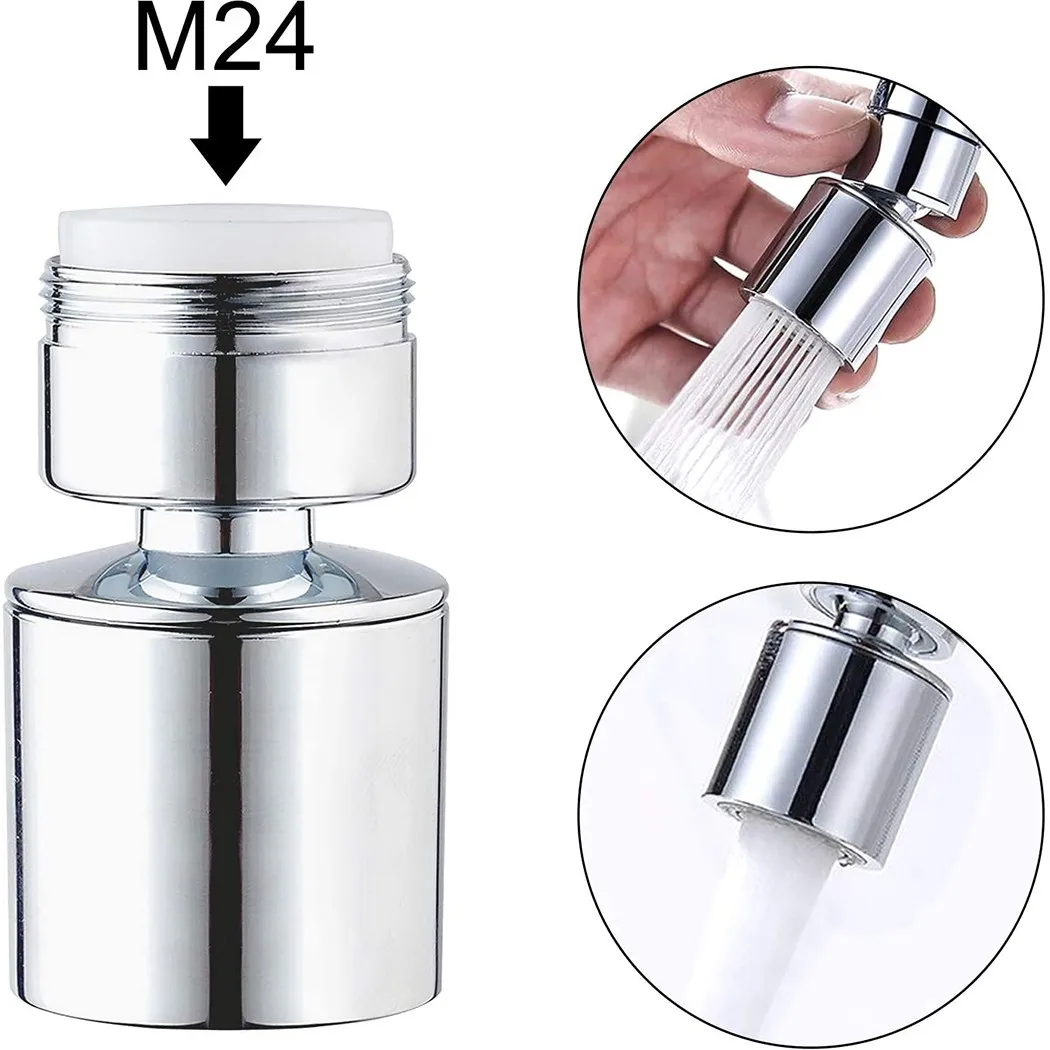 

Water Saving Tap Water Faucet 360° Rotate Aerator Head Kitchen 24mm Male Thread Aerator Bathroom Swivel End Diffuser