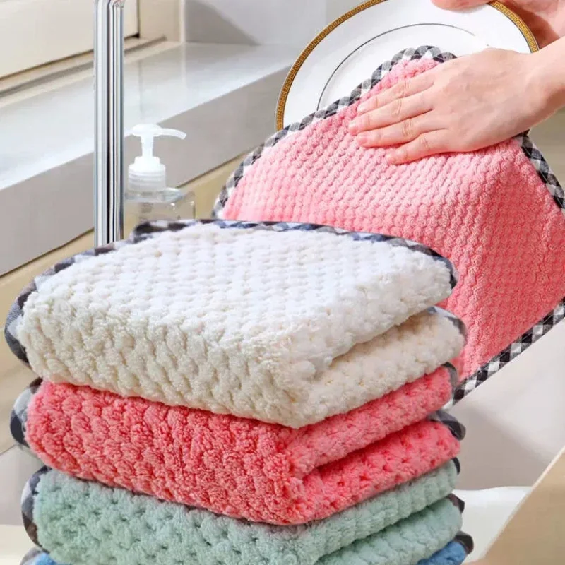 Kitchen Daily Dish Towel, Dish Cloth, Kitchen Rag, Non-stick Oil, Thickened  Table Cleaning Cloth, Absorbent Scouring Pad