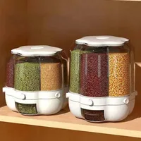9kg Grains Storage Box 360° Rotating Separated Sealed Grain Rice Dispenser Kitchen Moisture-proof Food Container Storage Box 1