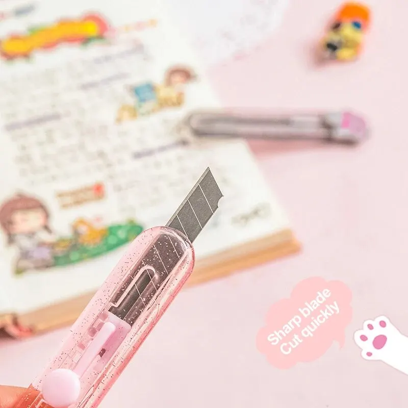 Stationery Set 4pcs Cat Paw Utility Knife Correction Tape Rubber Eraser Ruler Cute Kawaii Cartoon Office School Supplies