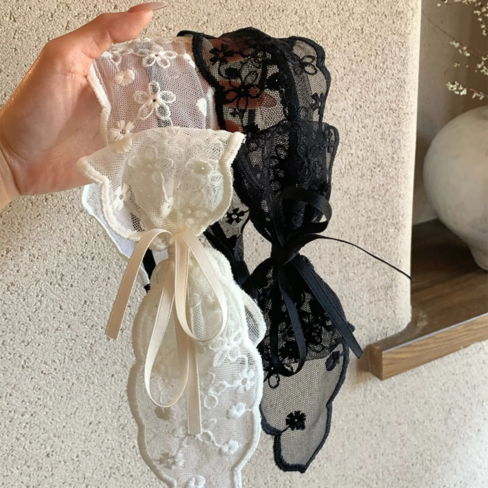 1PC Lace Bow Headbands Set, Black and White Elegant Hair Hoops, Sweet Hair Accessories for Women and Girls