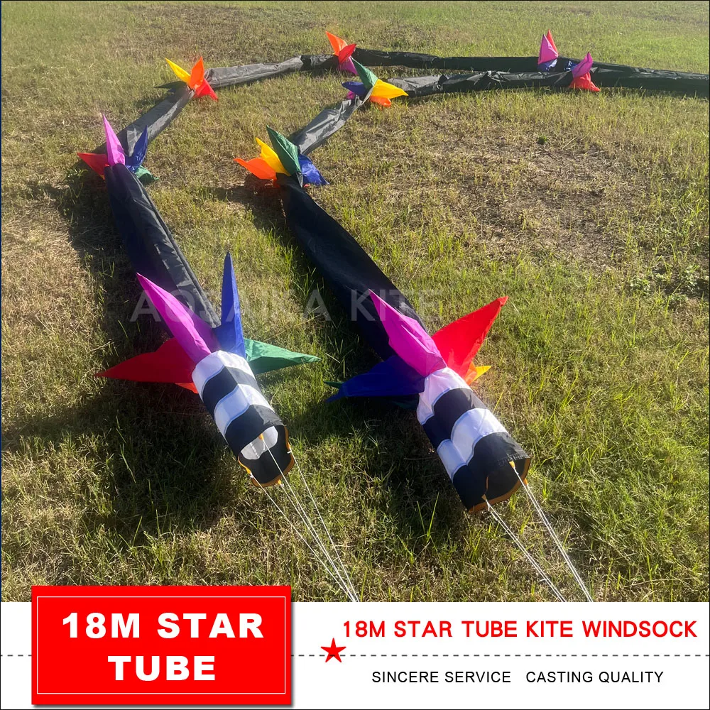 18m Long kite star tube windsock for Adults 3D Solid Soft Inflatable Kite Spinner Tails