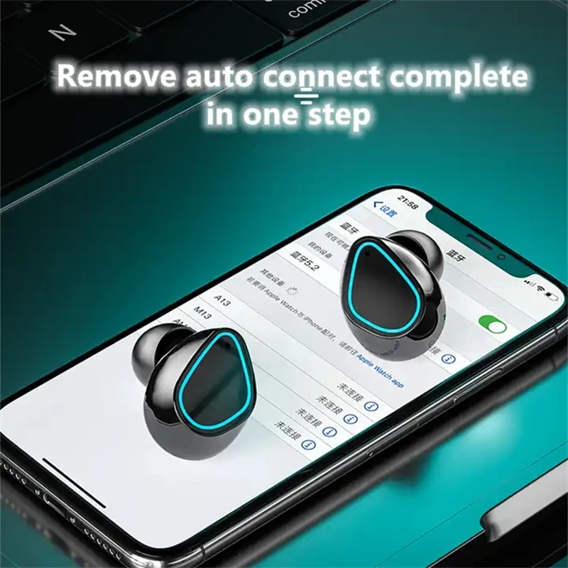 Wireless Earphones Bluetooth 5.2 TWS Smart Touch Call Headset Waterproof Noise Canceling for All Smartphones