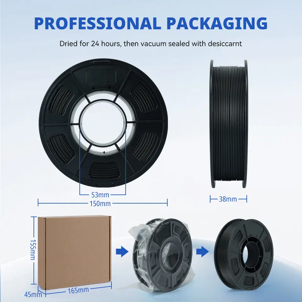 KINGROON Carbon Fiber PLA PETG Nylon Filament 1.75mm 0.3KG (NOT 1KG), High Strength PLA-CF PETG-CF PA-CF For 3D Printer, 300g image 5