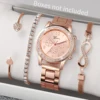 4PCS/Set Fashion Rhinestone Women Watches Luxury Steel Band Ladies Quartz Watch Bracelets Set Reloj Mujer（Without Box） 2