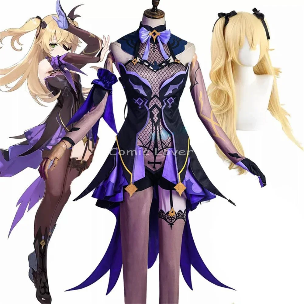 

Game Genshin Impact Fischl Cosplay Costume Wigs Anime Outfits Dress Halloween Carnival Uniforms Cloth