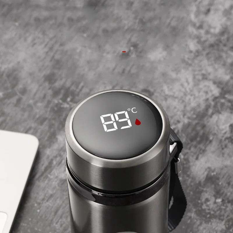 500ML/800ML/1000ML 304 Stainless Steel Smart Thermal Mug with LED Temperature Display Portable Corded Thermal Mug Travel Sports