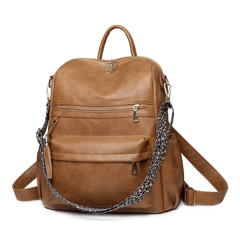 Scuola invernale da donna in pelle PU casual per ragazze adolescenti Zaino da viaggio Borse a tracolla leopardate moda vintage_voghion.com
