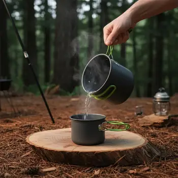 Set di Pentole Ultraleggere da Campeggio: Kit di Stoviglie per Cucina all'Aperto (Attrezzatura da Cucina per Escursioni) – Per Escursionismo, Trekking, Picnic, Pesca, Montagna