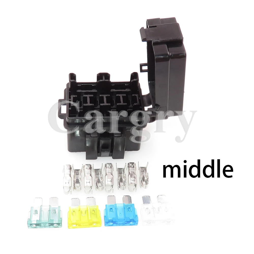 1 Set 4 Ways Black Standard Car Insurance Fuse Holder AC Assembly Auto Circuit Controller Box Medium Relay Fuse Box Assembly