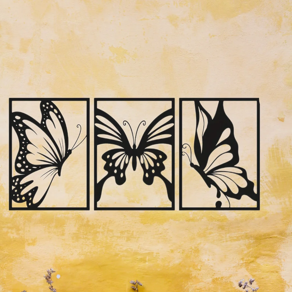 

3pcs Metal Butterfly Home Decoration Butterfly Metal Art Wall Hanging Decor Modern Farmhouse Rustic Home Livingroom Bedroom Iron