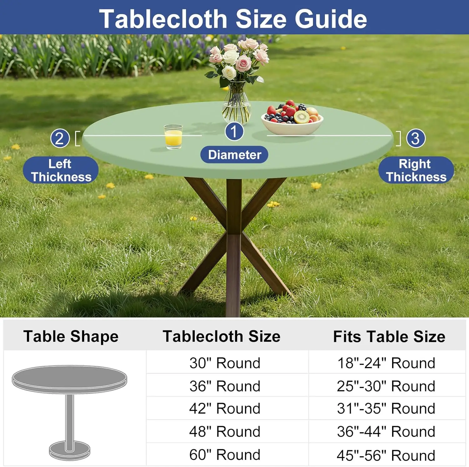 Elastic Non-Slip Spandex Round Table Covers