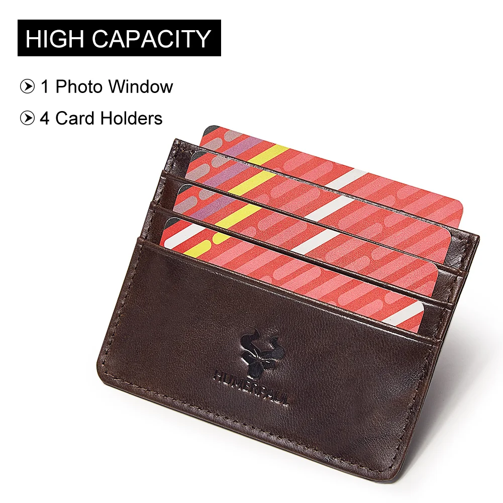 Wallet card holder HUMEPRAUL 100% genuine leather card holder wallet slim high-capacity card case RFID casual exquisite cards storage money bag