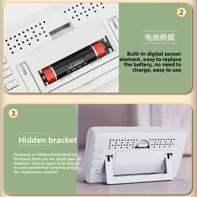 High Precision Digital Thermometer & Hygrometer with Table Clock Feature
