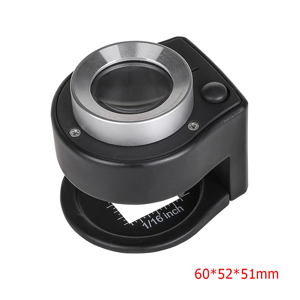 Optical Glass Lens Magnifier 30X 6 LED Full Metal Folding Linen Tester Loupe