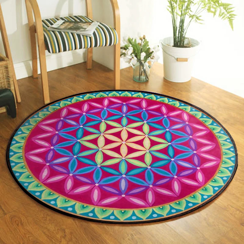 日本最級 Flower Floor Mat Rainbow × Ecru beige asakusa.sub.jp