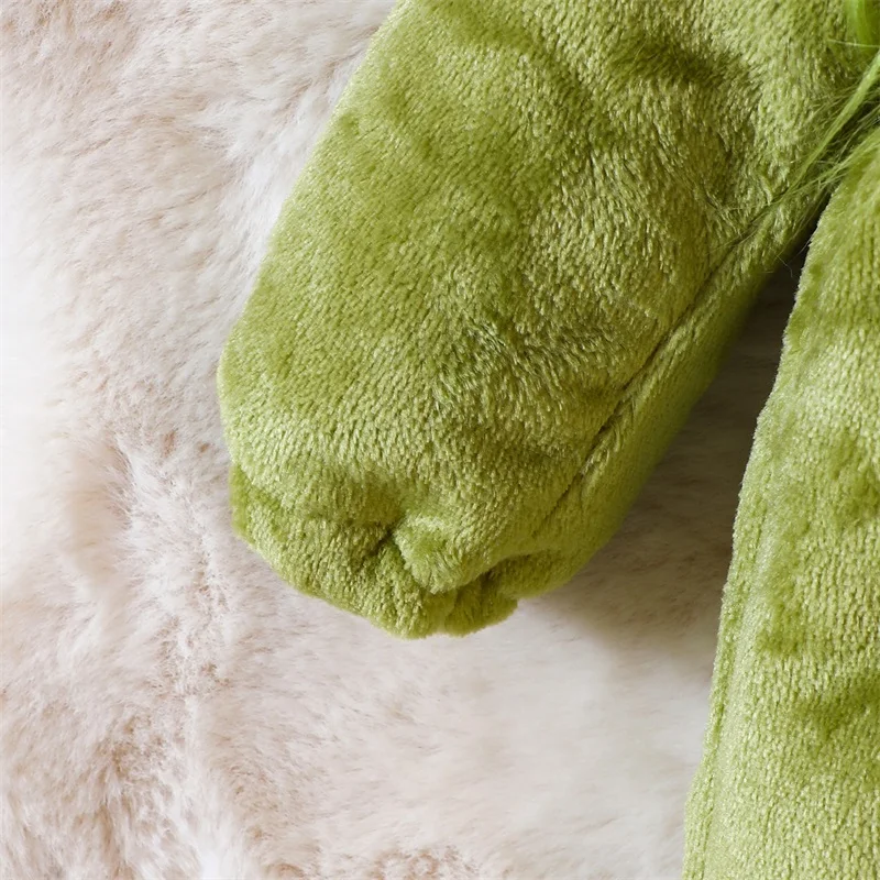 

Флисовый комбинезон для маленьких мальчиков и девочек, зеленый пушистый костюм астронавта, комбинезон без ног с вышивкой, рождественские наряды для малышей