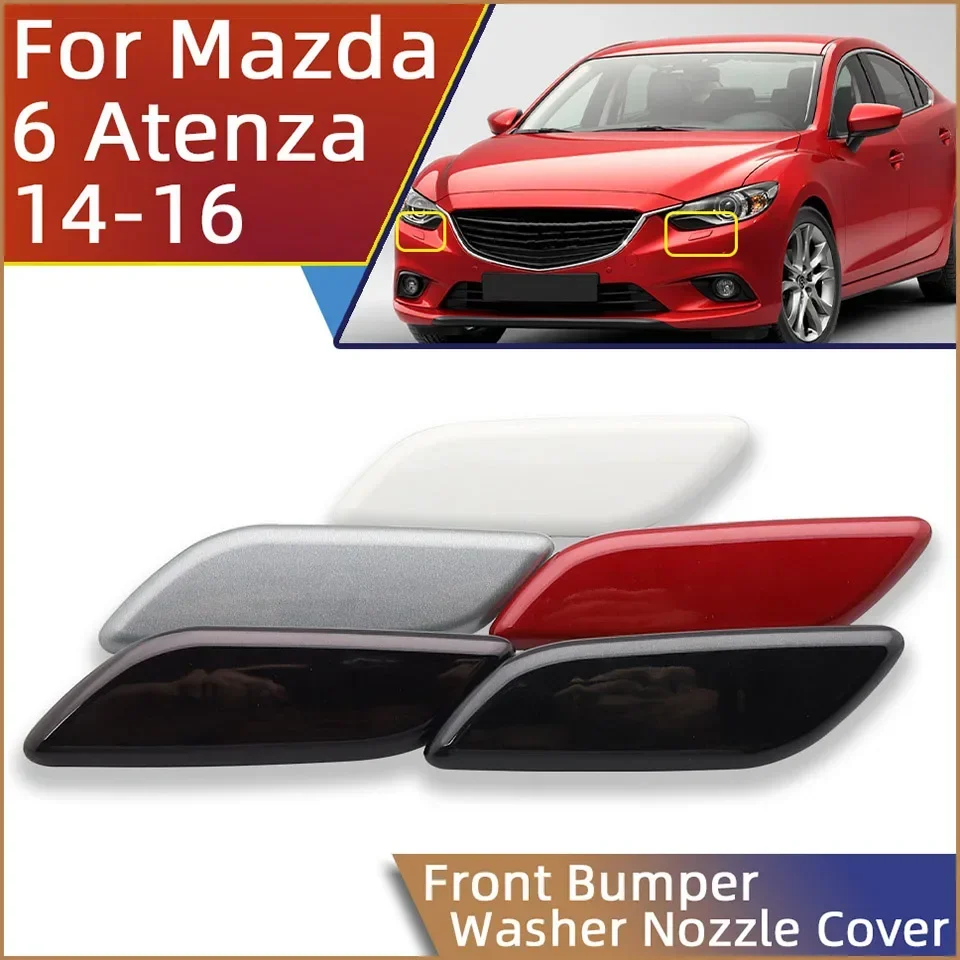 Car Headlight Washer Nozzle Cover Auto Part Front Bumper Headlamp Washer Spray Nozzle Cover Cap Mazda 6 Atenza 2014 2015 Headlight Cleaning Jet Lid Trim