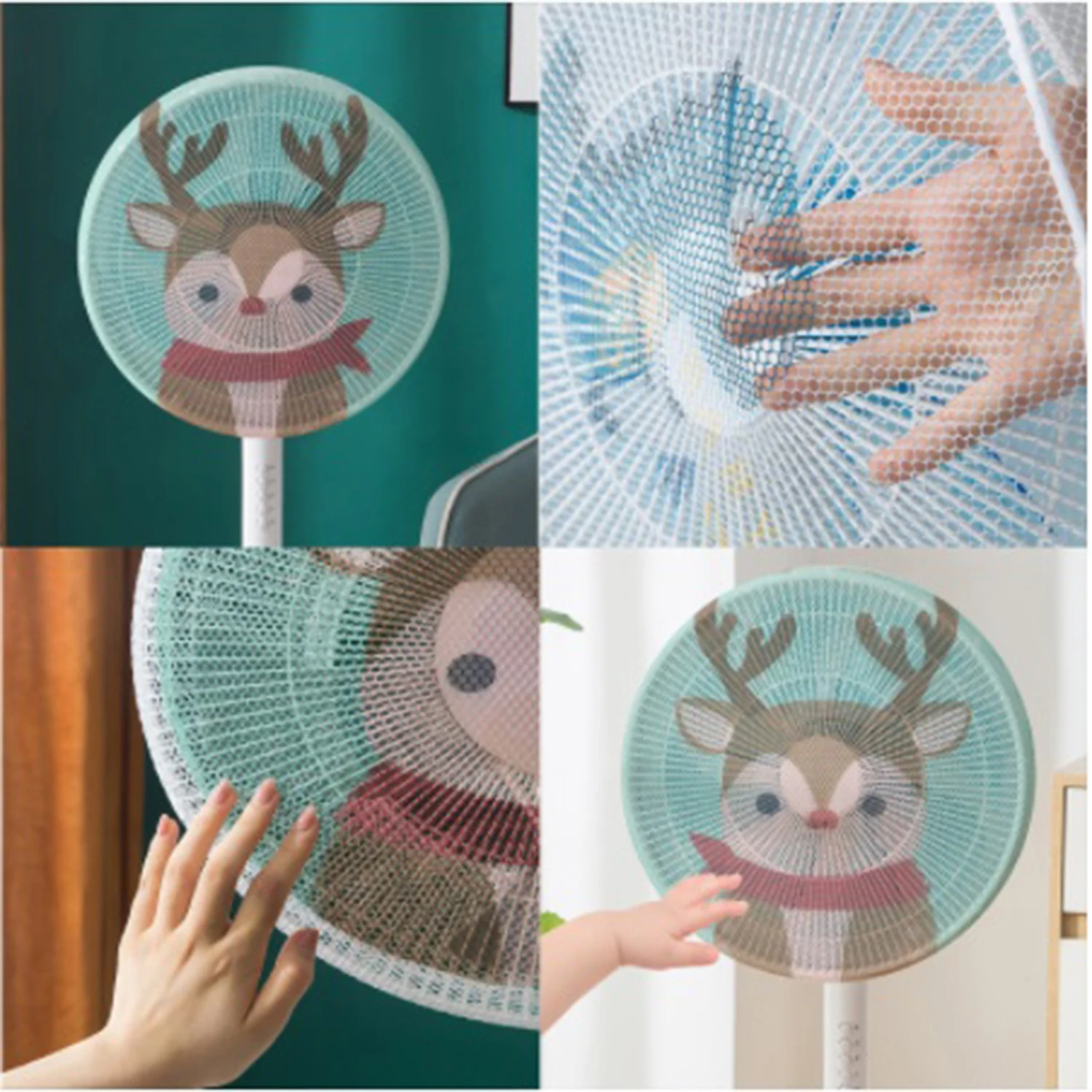 Round Cartoon Fan Protection Cover Dustproof Round Fan Cover Electric Dust for Floor Kid Finger Safety Protection Net