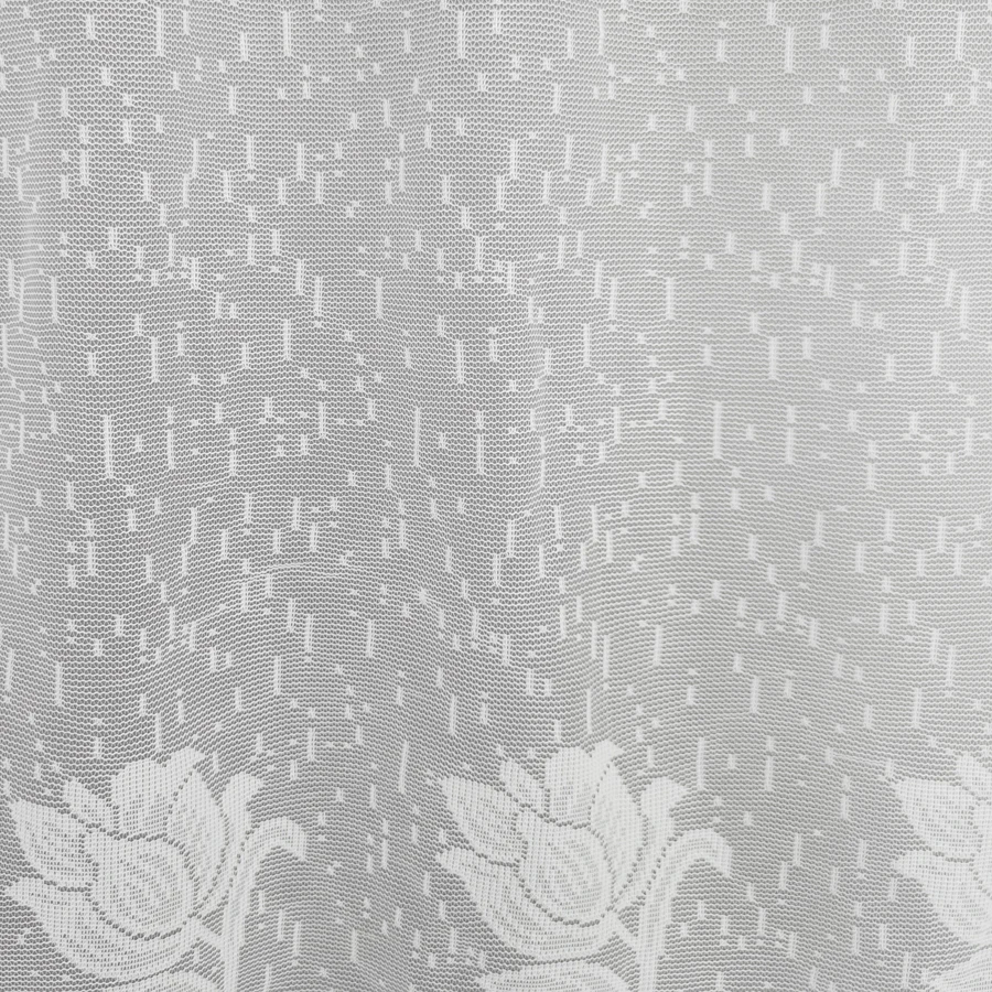 Art Deco white floral knitted polyester kitchen curtain-machine washable unlined door curtain suitable for all seasons window curtains tie valance curtain
