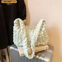 Sac bandoulière HOMEFISH avec design plissé, sac à bandoulière à carreaux brodés, sacs sous le bras, sacs fourre-tout matelassés simples de grande capacité 1