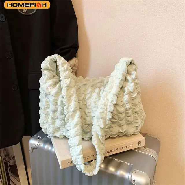 Sac bandoulière HOMEFISH avec design plissé, sac à bandoulière à carreaux brodés, sacs sous le bras, sacs fourre-tout matelassés simples de grande capacité 1
